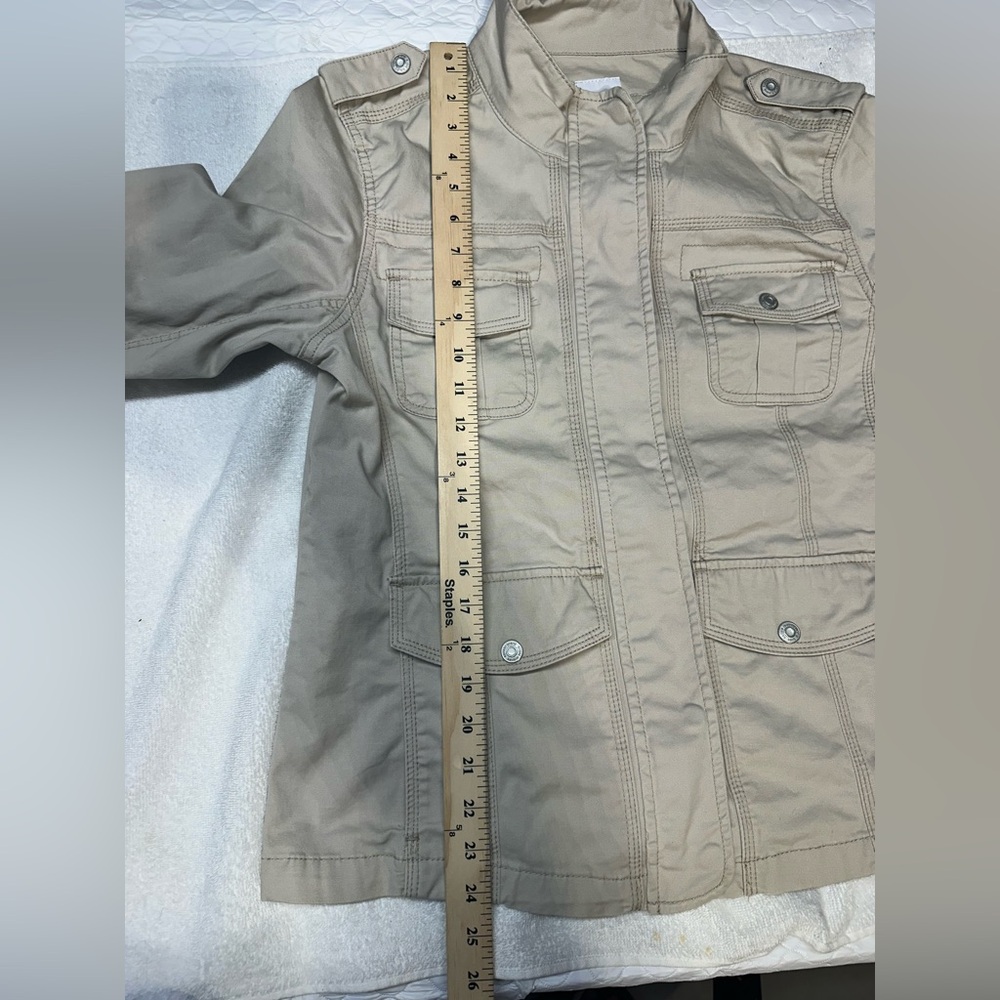 Kensie Cream Khaki Jean Jacket- Pockets- Large - Picture 5 of 13